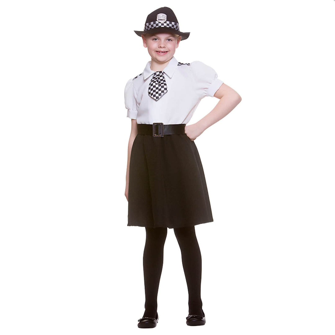 Girls Police Officer Costume WPC Hat Tie Uniform Fancy Dress