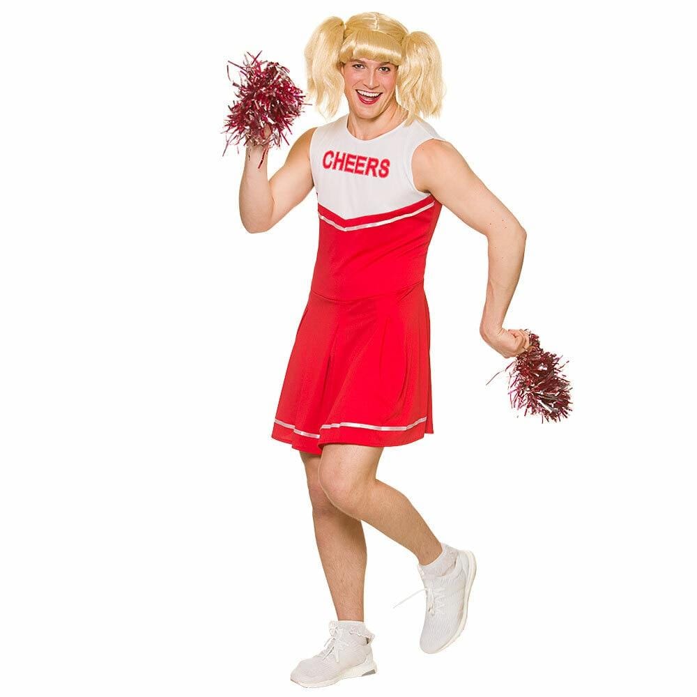 Mens Hot Cheerleader Fancy Dress Costume Stag Halloween M