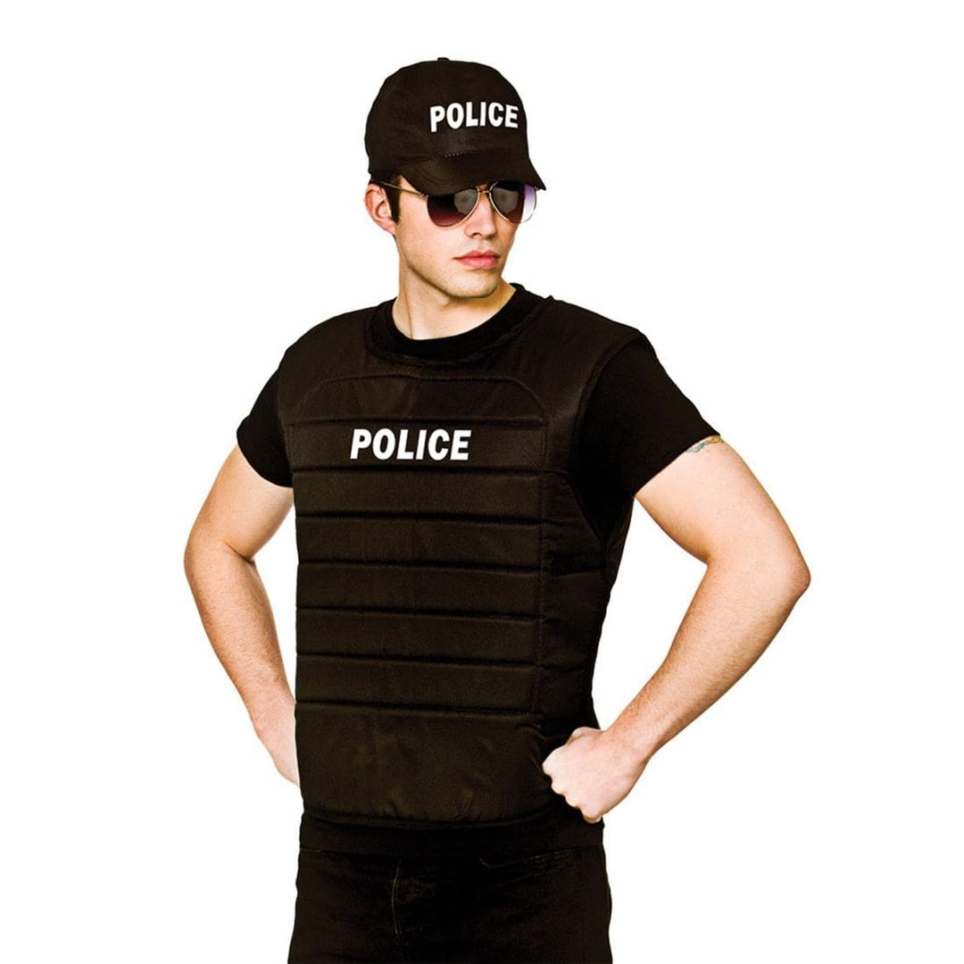 Police Costume Vest & Cap Adults Officer Stag Hen Fancy Dress