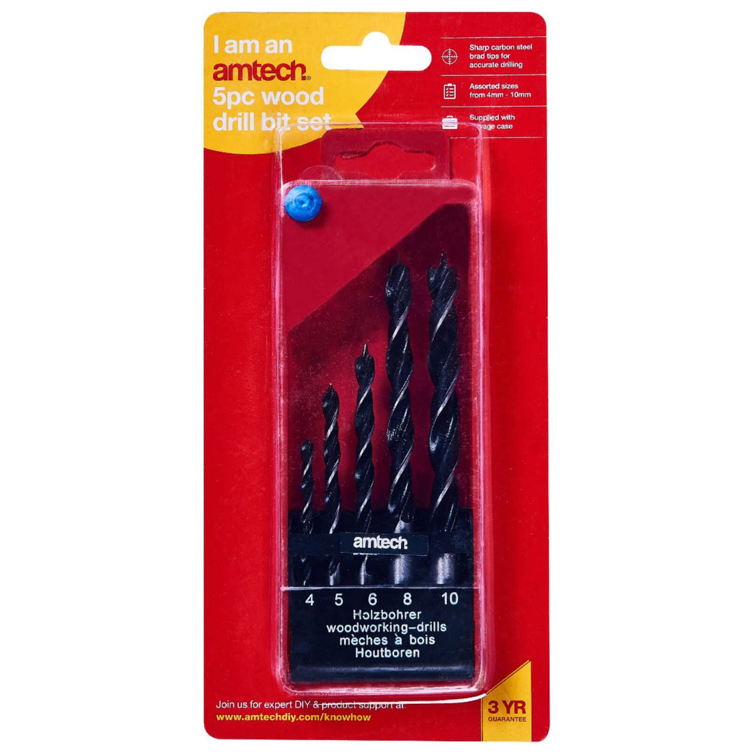 Amtech 5 Piece Wood Drill Bit Set