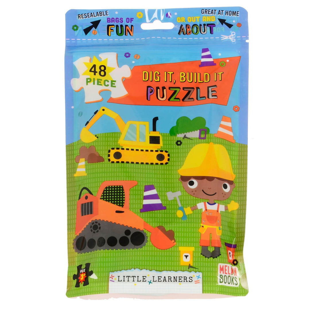 Kids Jigsaw Puzzle 48 Large Pieces Resealable Bag Home Travel Dig It Build It