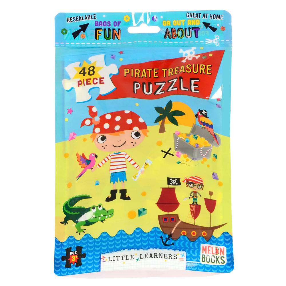 Kids Jigsaw Puzzle 48 Large Pieces Resealable Bag Home Travel Pirate Treasure