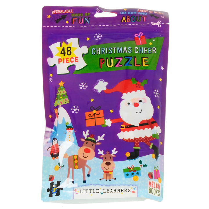 Kids Jigsaw Puzzle 48 Large Pieces Resealable Bag Home Travel Christmas Cheer