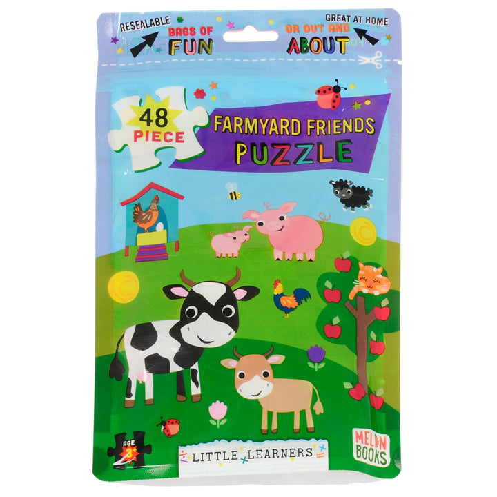 Kids Jigsaw Puzzle 48 Large Pieces Resealable Bag Home Travel Farmyard Friends