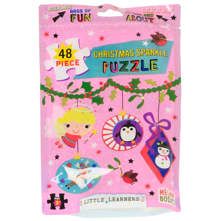 Kids Jigsaw Puzzle 48 Large Pieces Resealable Bag Home Travel Christmas Sparkle