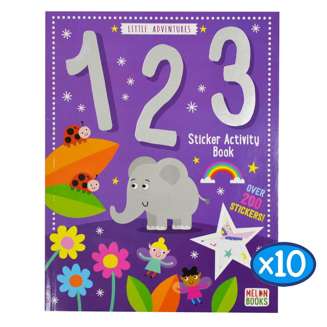 Pack of 10 123 Activity Book 200 Stickers Colour 56 Pages