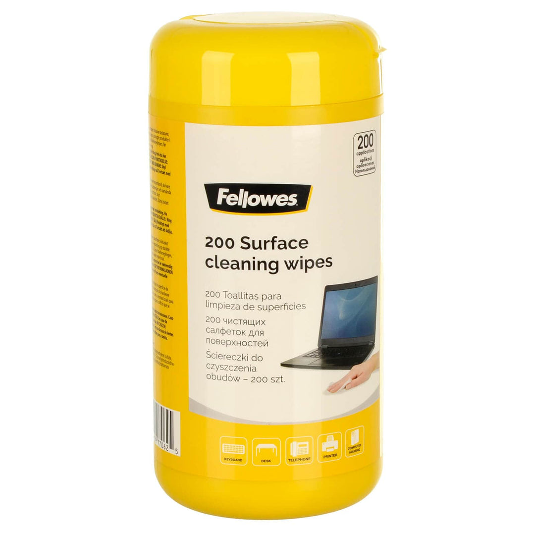 Fellowes 200 Surface Cleaning Wipes Tub Home Office Desk