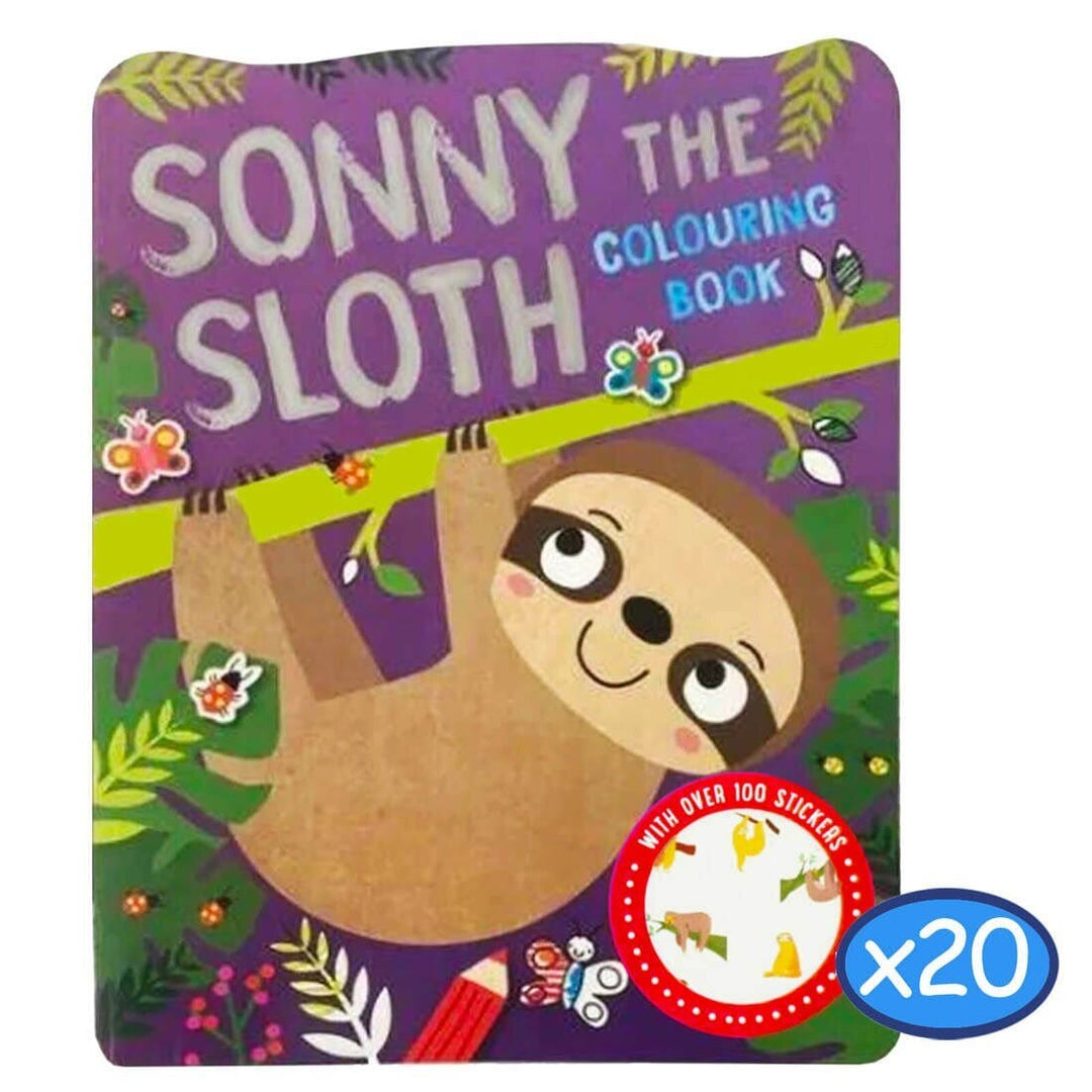 Pack of 20 Animal Colouring Book Sloth Koala Fun 100 Stickers Sonny the Sloth