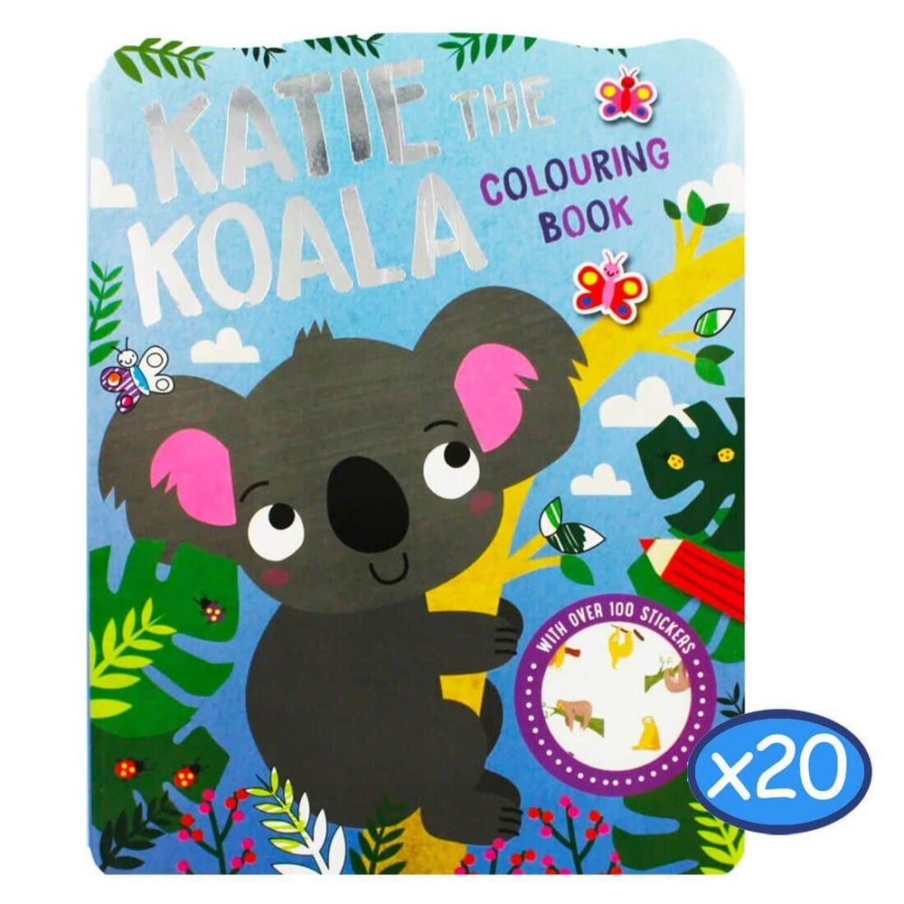 Pack of 20 Animal Colouring Book Sloth Koala Fun 100 Stickers Katie the Koala