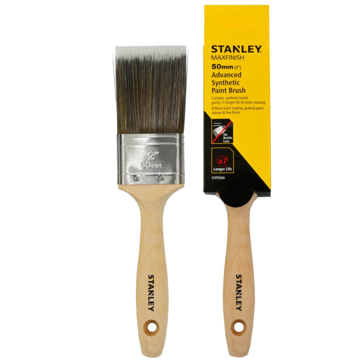 Stanley Max Finish Paint Brush Synthetic Bristles Wood Handle