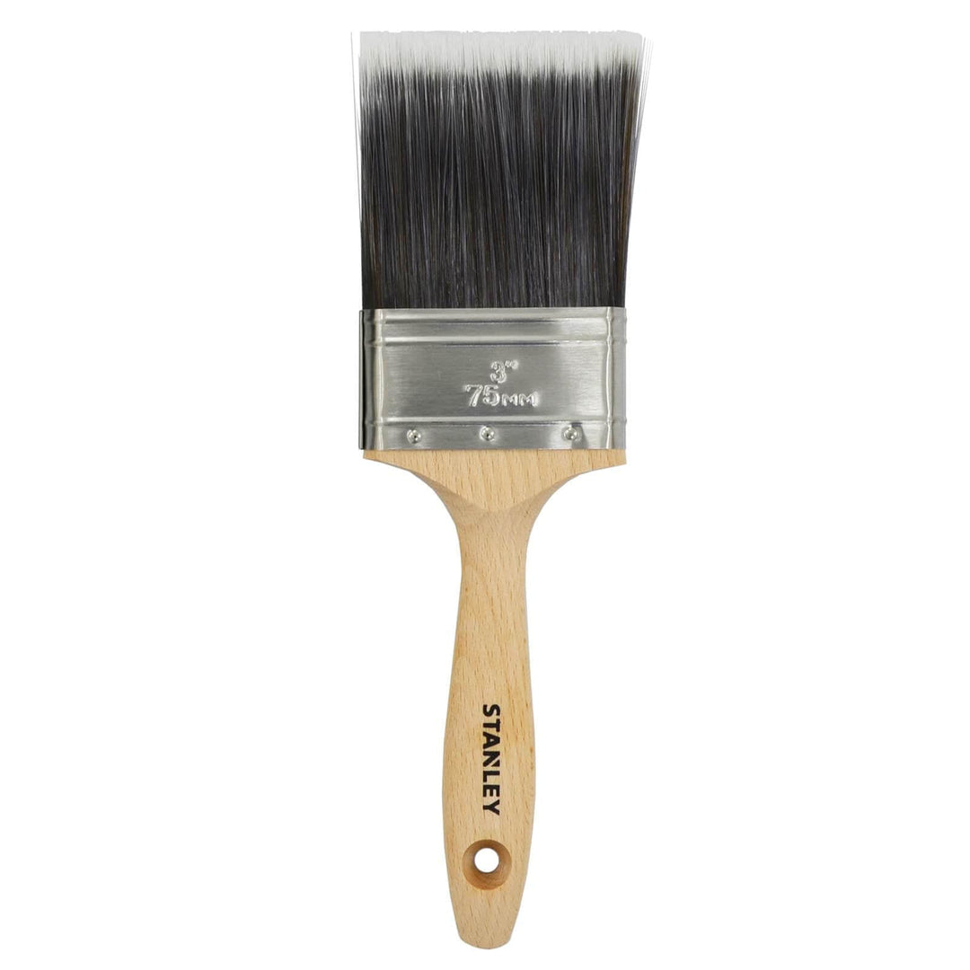 Stanley Max Finish Paint Brush Synthetic Bristles Wood Handle 75mm