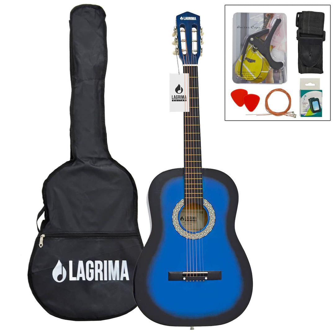 Lagrima 38" Acoustic Guitar Beginners Kit Blue Classical