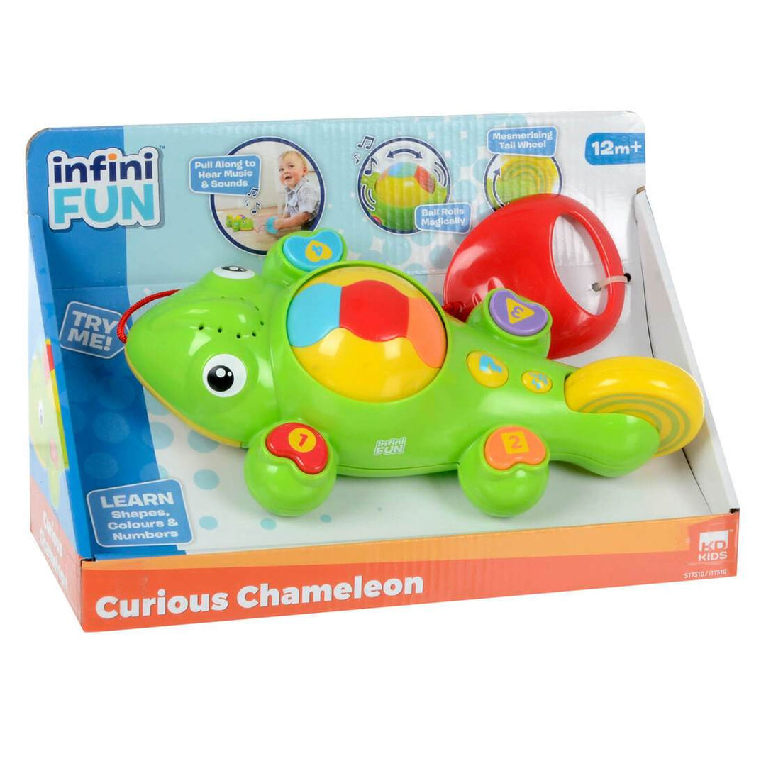 Pull Along Curious Chameleon Toy Music Sounds Learn 25cm