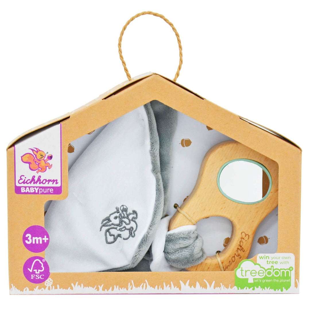 Eichhorn Baby Pure Grasping Toy with Cuddle Blanket Mirror