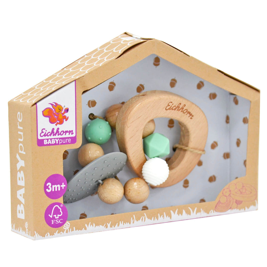 Eichhorn Baby Pure Teething Ring Wooden Beads Textured