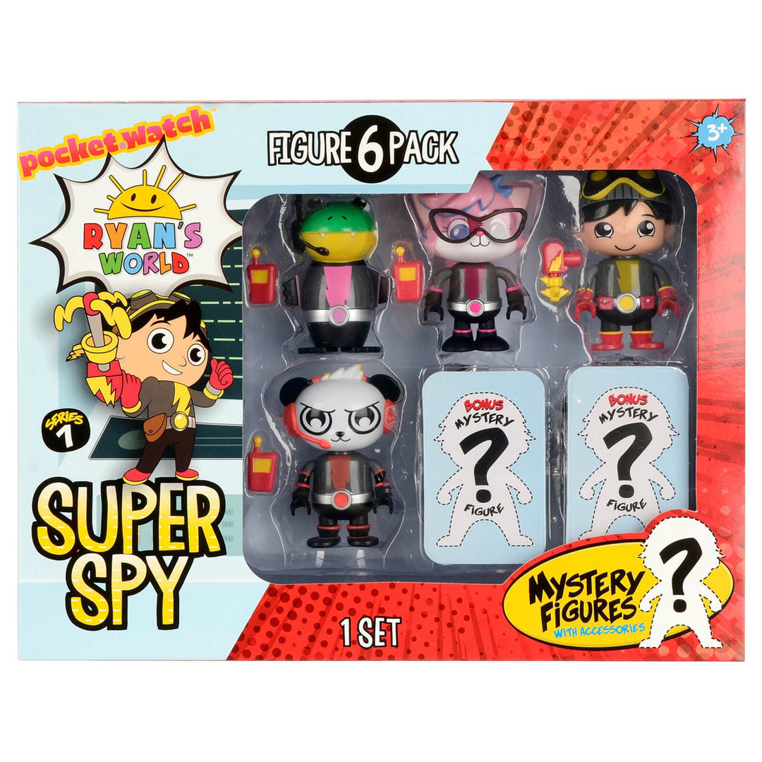 Ryan's World Super Spy Figures 6 Pack With 2 Mystery Agents