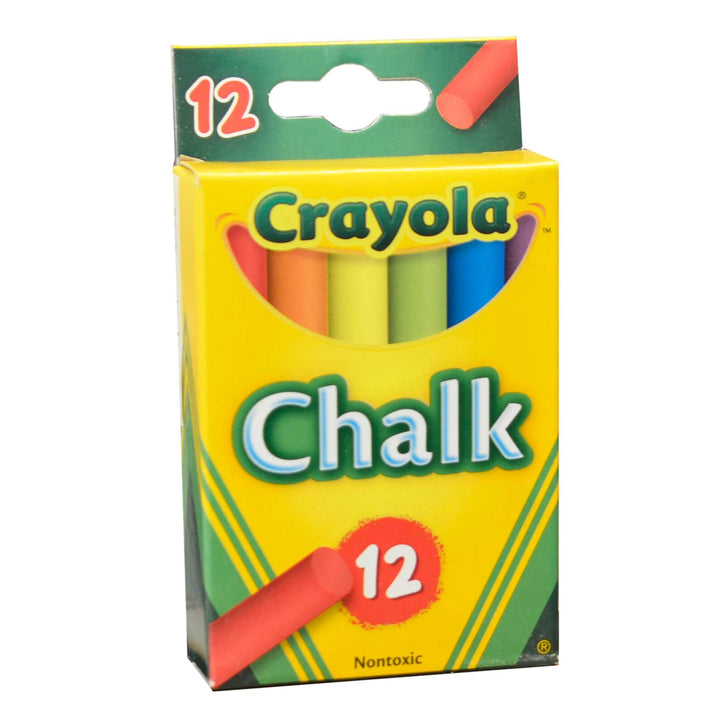 Crayola 12pk Chalk Sticks Anti Dust White Coloured 8cm