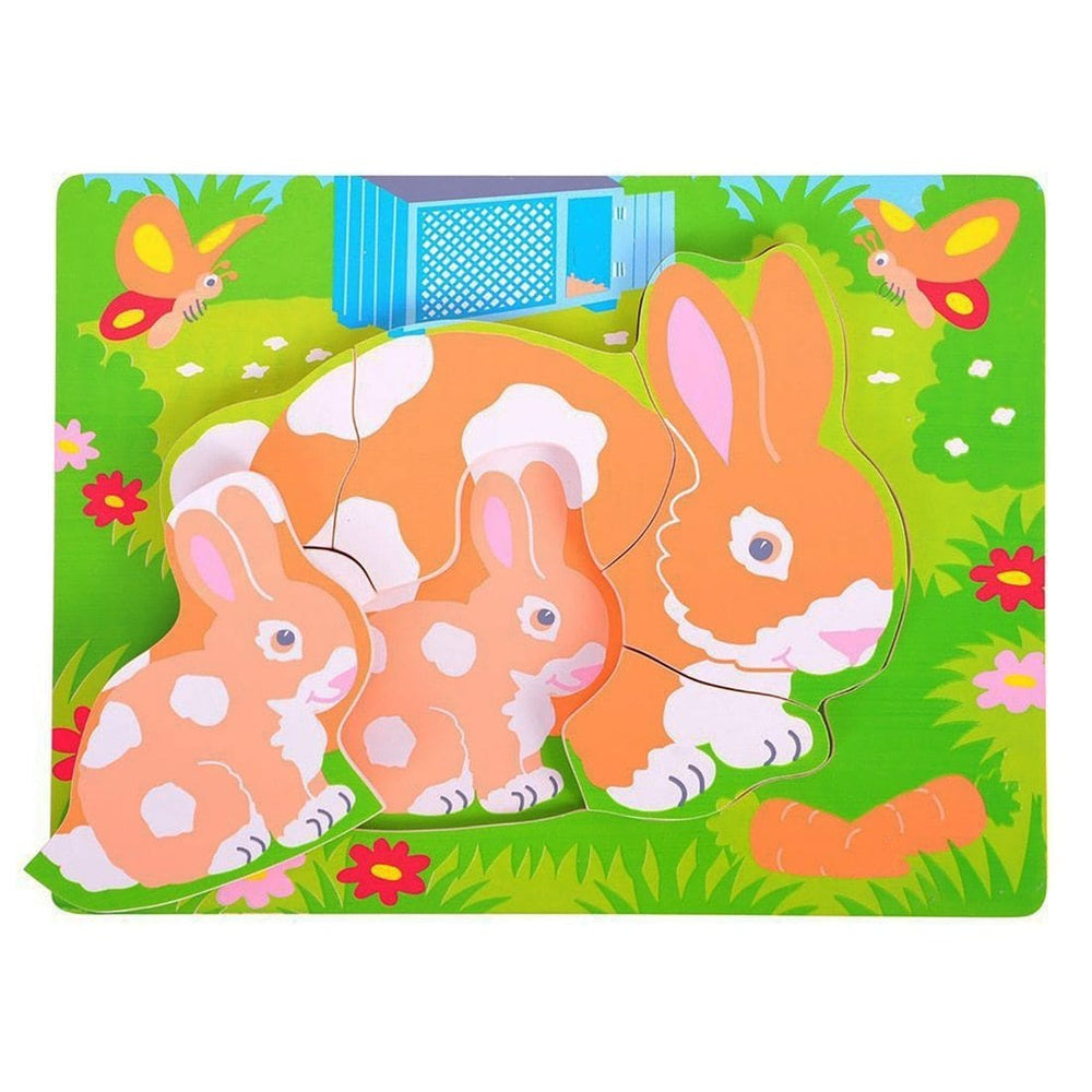 Bigjigs Chunky Puzzle Mum & Baby Rabbit Wooden Jigsaw Game