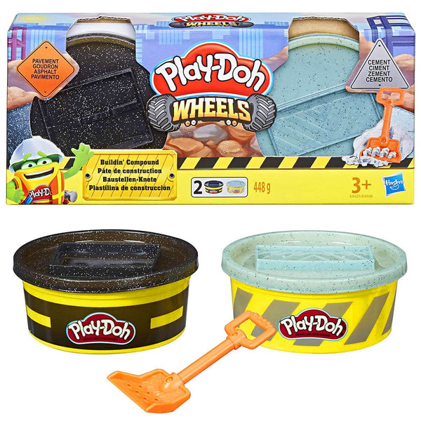 Play Doh Wheels Compound Sets 2x8oz Tubs Dough Stamper Lid Tool Pavement Cement