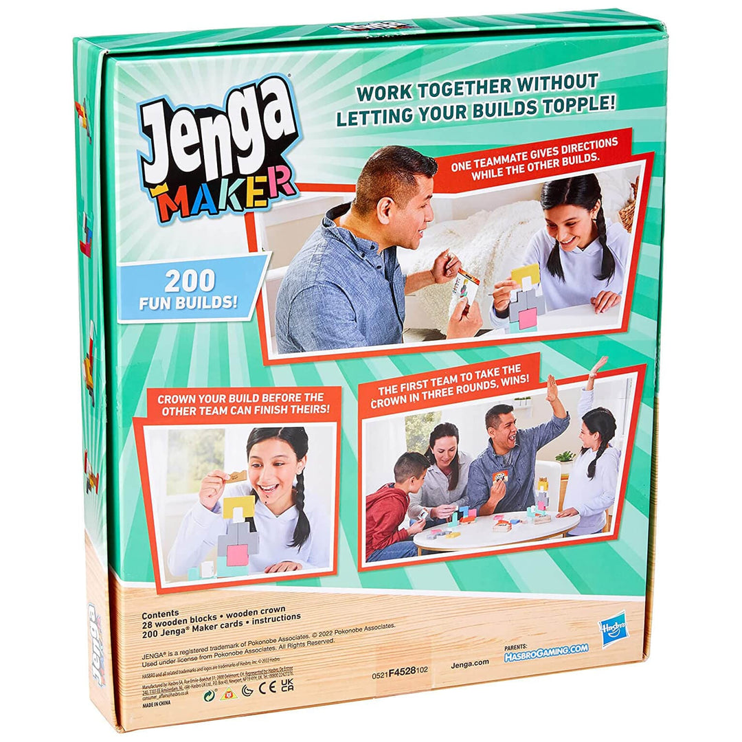 Jenga Maker Family Game Build Race 28 Wooden Blocks Age 8+