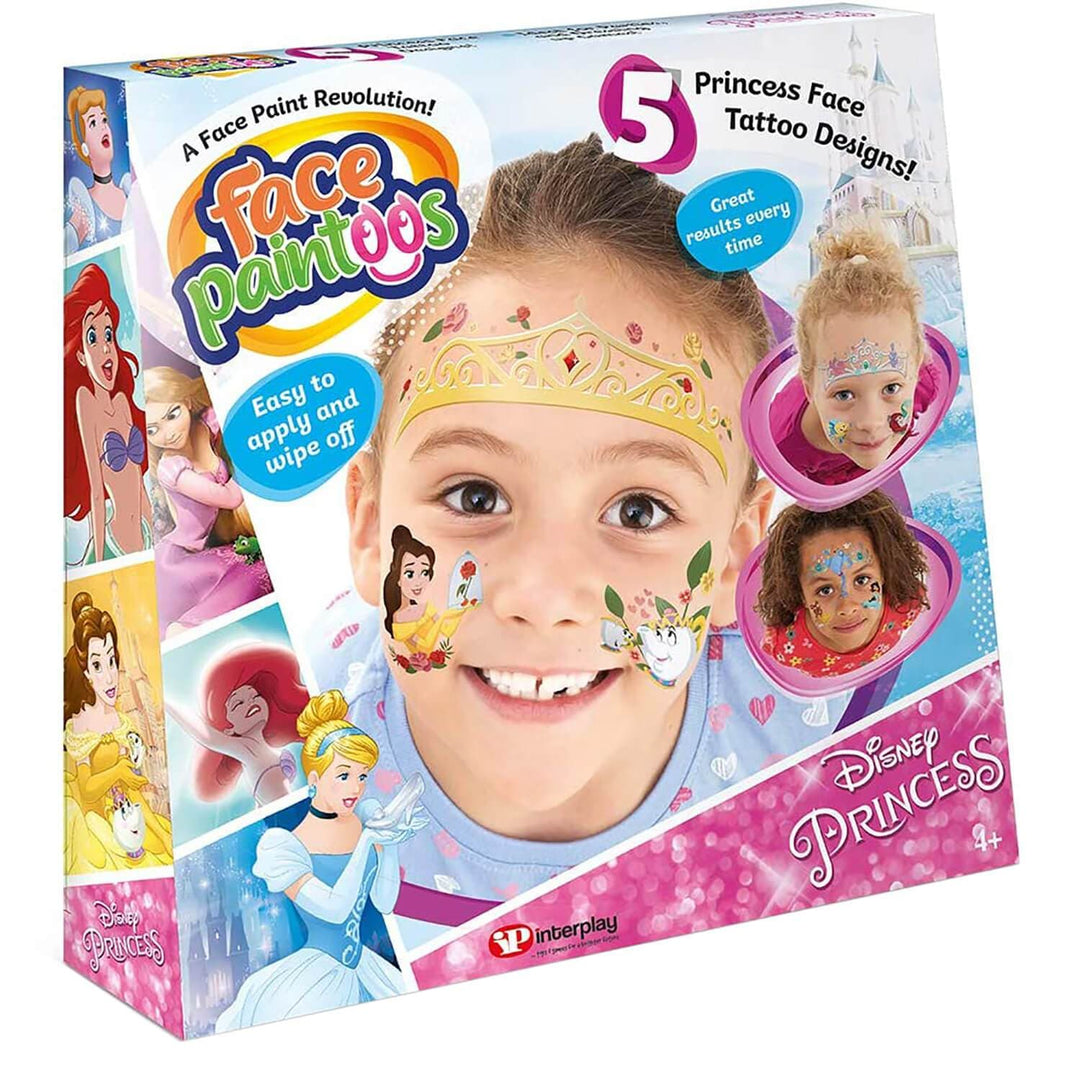 Face Paintoos Pack 5 Tattoos Designs Fancy Dress Fun Art Disney Princess