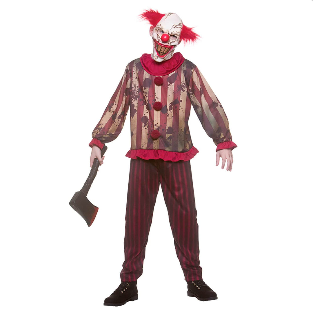 Boys Vintage Circus Clown Costume With Mask Red Black