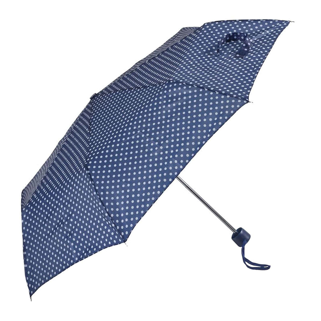 Drizzles Classic Polka Dot Supermini Umbrella Manual Brolly Navy