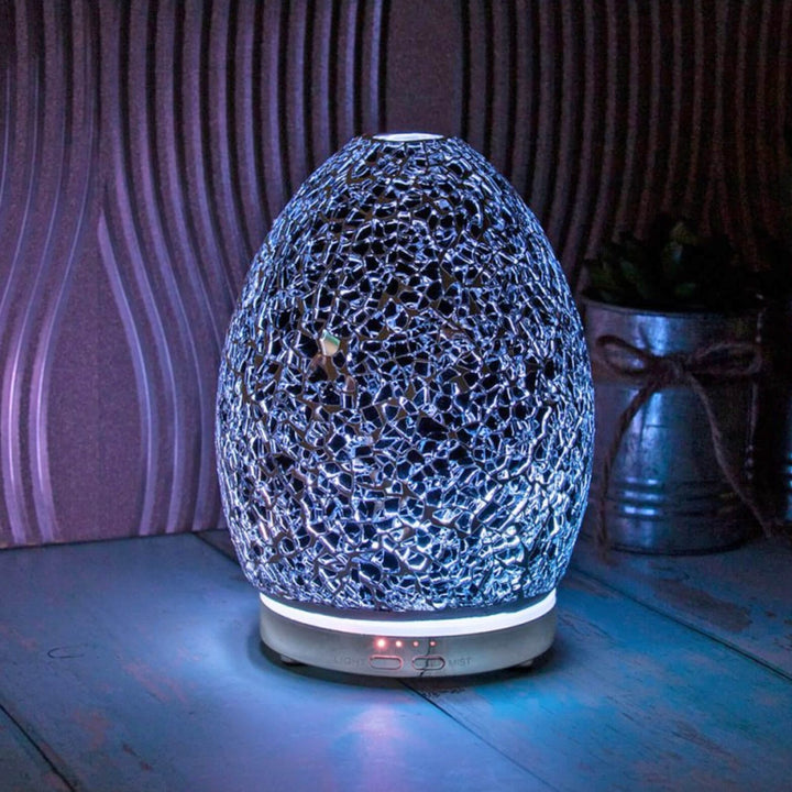 Aroma Humidifier Mosaic Egg Shape Colour Change LED Light 16cm