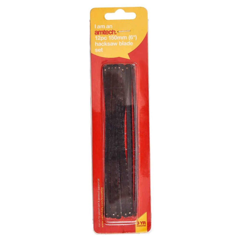 Amtech 12 Piece 6" Mini Hacksaw Blade Set Carbon Steel