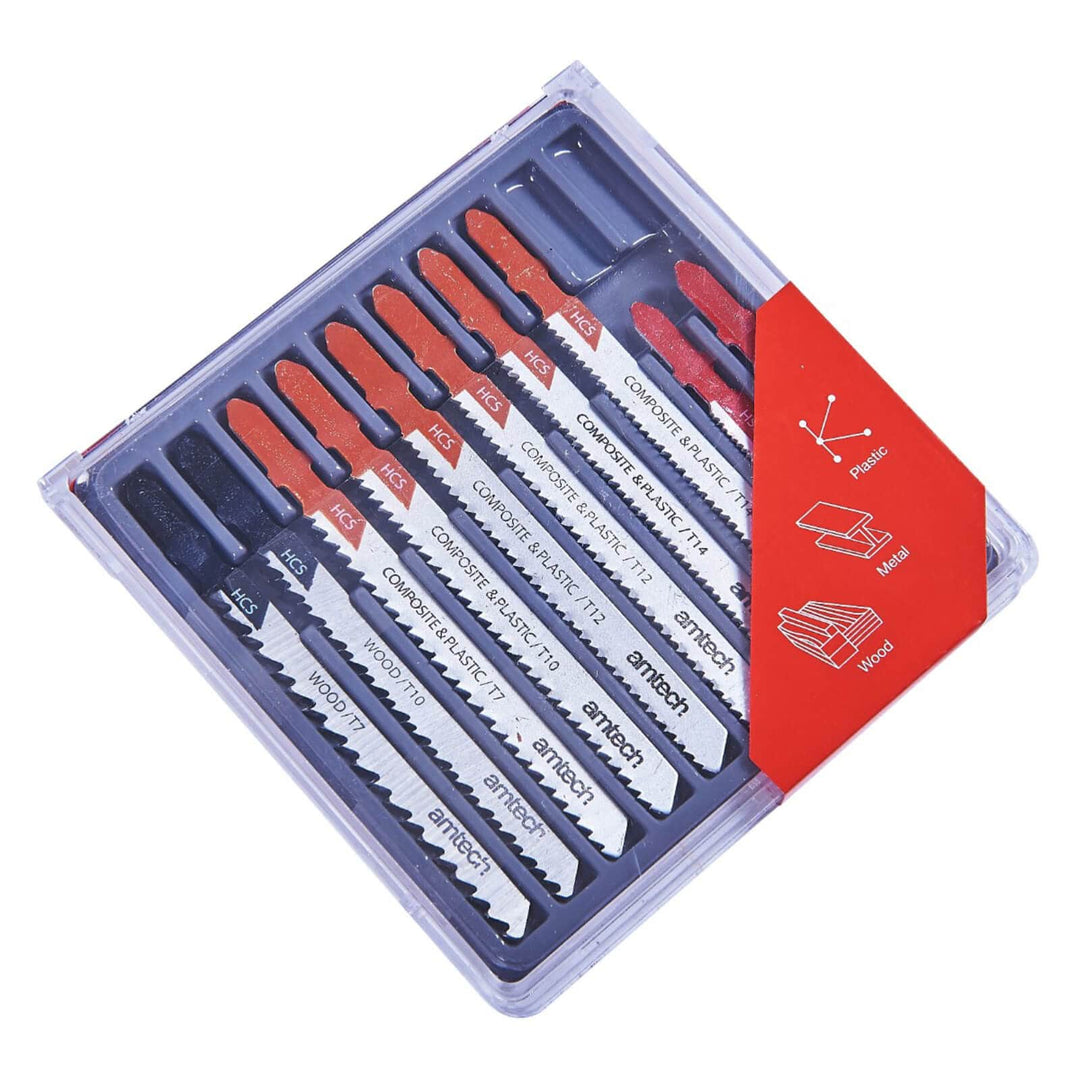 Amtech 10 Piece Mixed Jigsaw Blade Set T-Slot Clamp