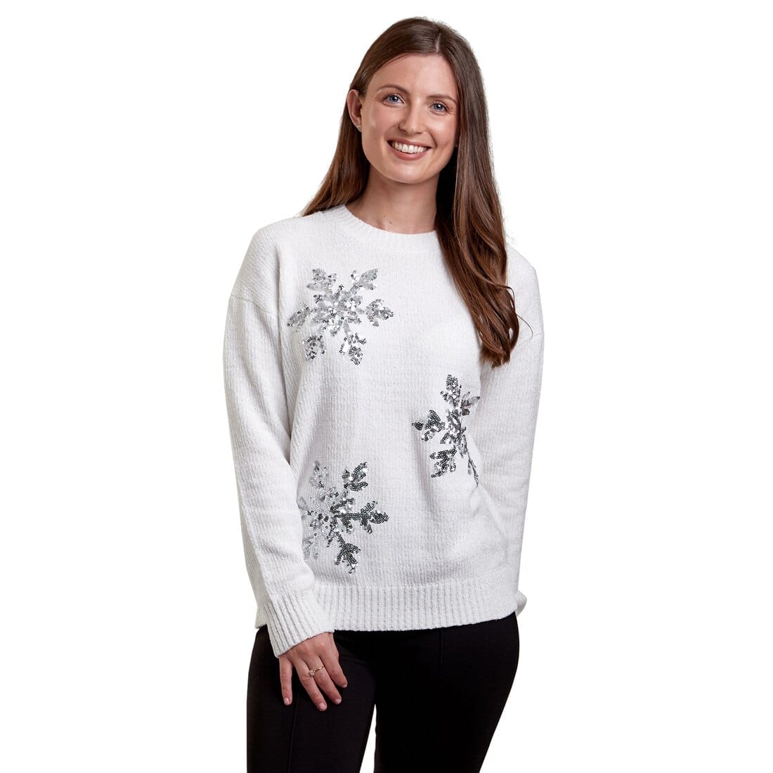 Ladies grey christmas jumper best sale