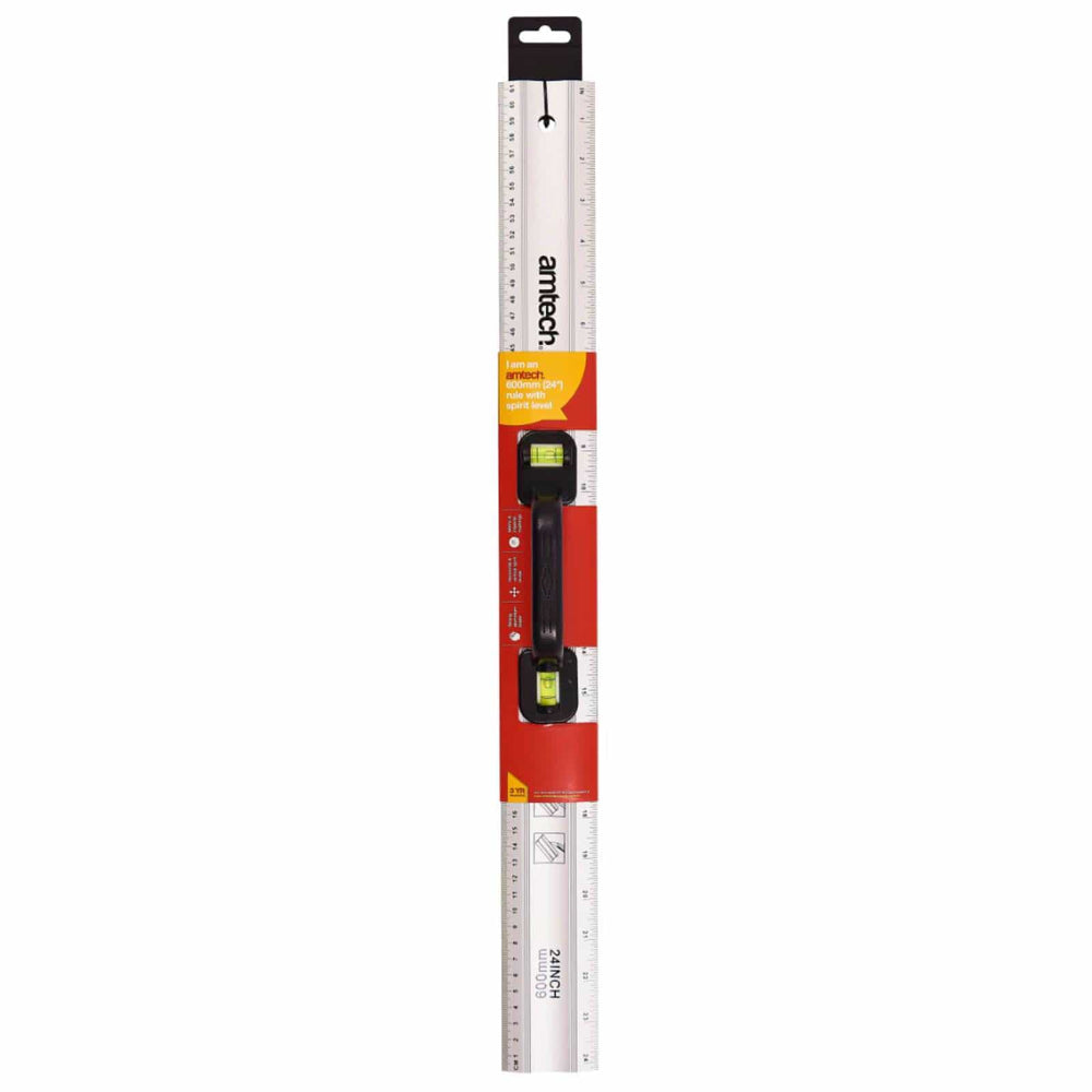 Amtech 24" Aluminium Ruler With Spirit Level