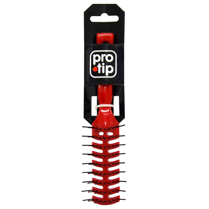 Pro Tip Vented Hair Brush Quick Blow Dry Red Handle 9 Rows 19cm