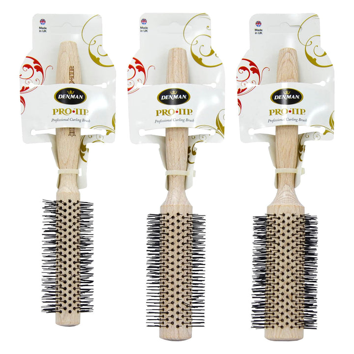 Denman Pro Tip Professional Curling Hair Brush Natural Wood