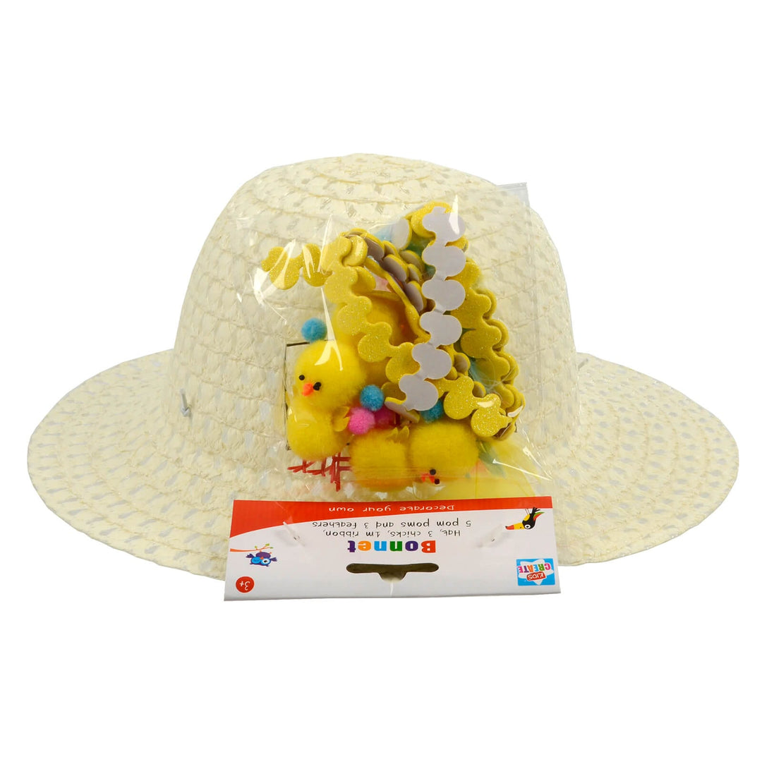 Decorate Your Own Easter Bonnet Kit Hat Chicks Ribbon Feathers