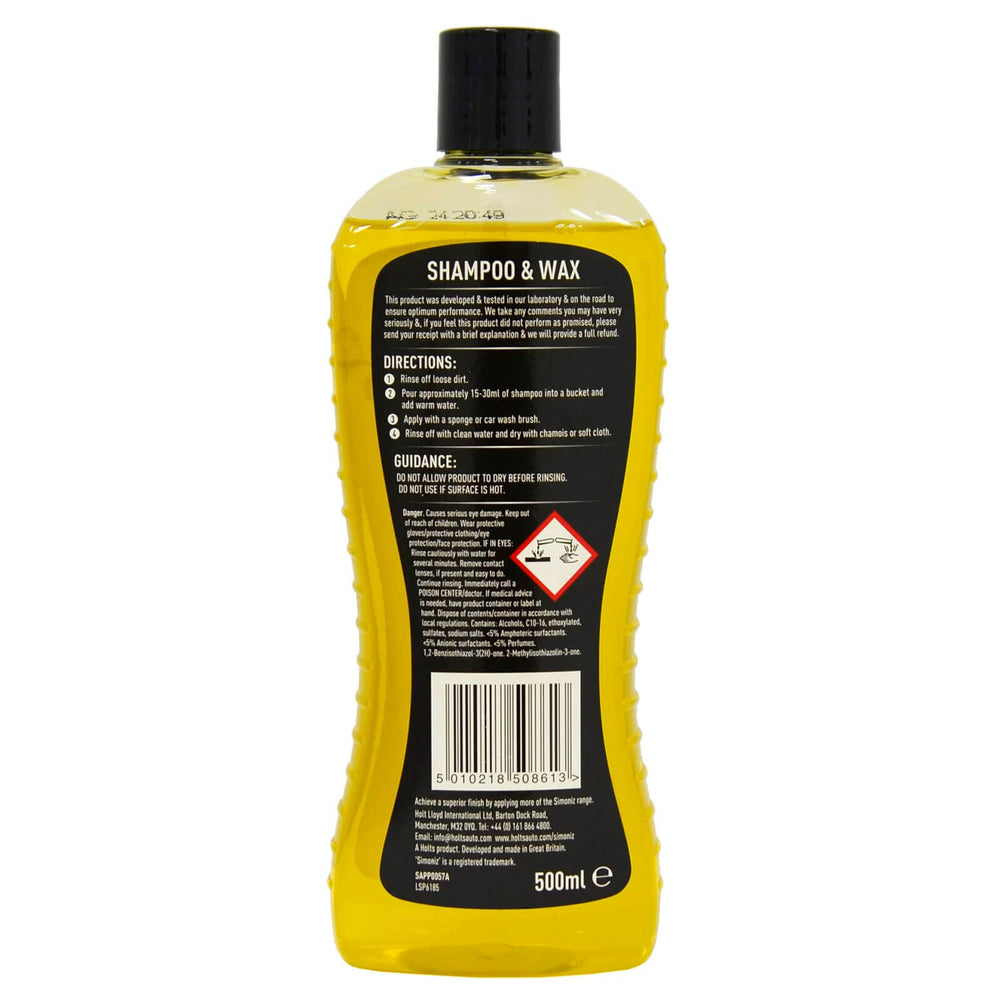 Simoniz Car Shampoo & Wax Intensive Cleaning Streak Free 500ml