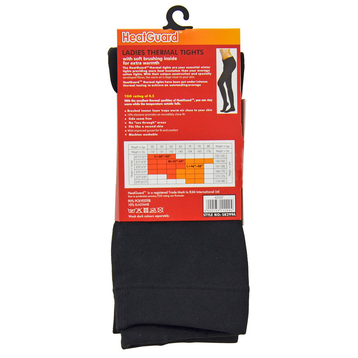 Womens Thermal Tights Black 140 Denier 0.5 TOG HeatGuard