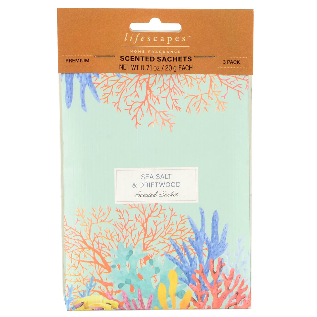 Pack Of 3 Scented Sachets Premium Home Fragrance Packets Sea Salt & Driftwood