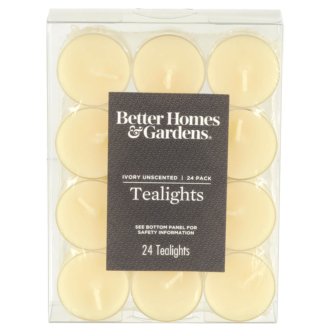 Pack Of 24 Unscented Tealights Candles White Ivory 4cm Ivory