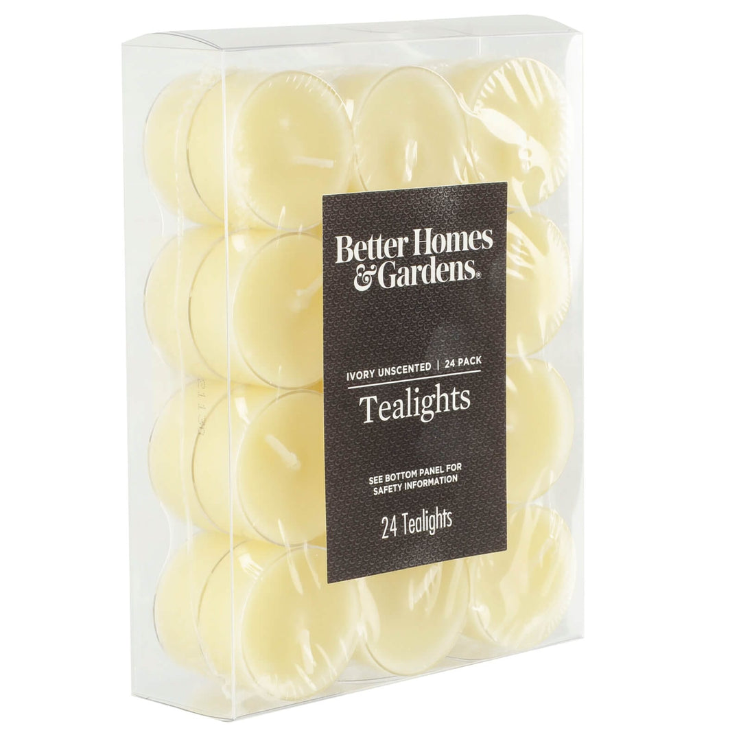 Pack Of 24 Unscented Tealights Candles White Ivory 4cm