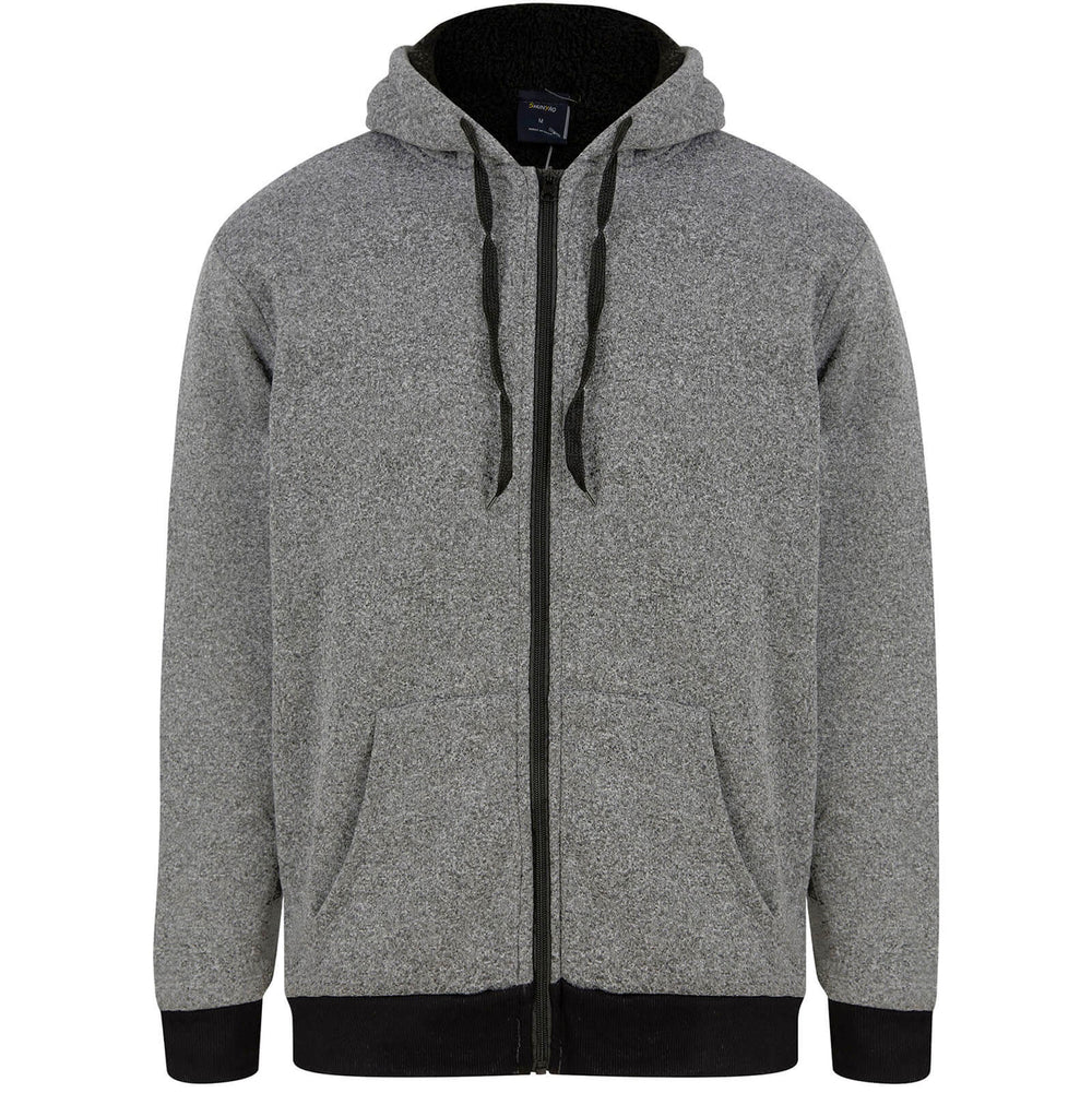 Mens Thick Fleece Lined Hoodie Full Zip Casual Jacket Light Grey / M