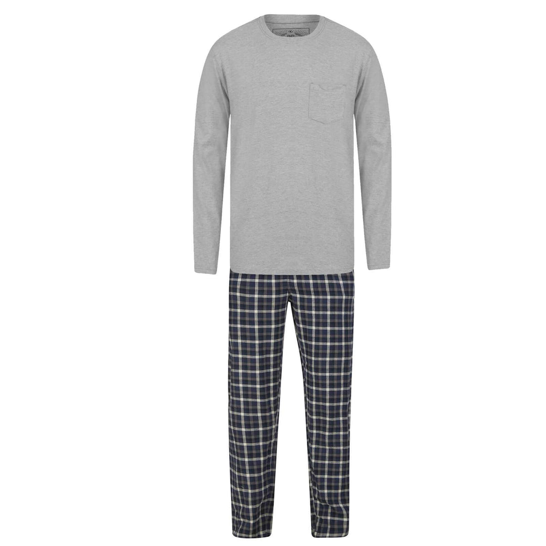 Mens Tokyo Laundry Checked Loungewear Pyjama Set Grey / S