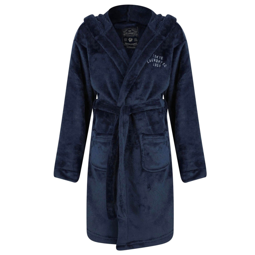 Mens Soft Fleece Dressing Gown Tokyo Laundry Kirkway Blue / M