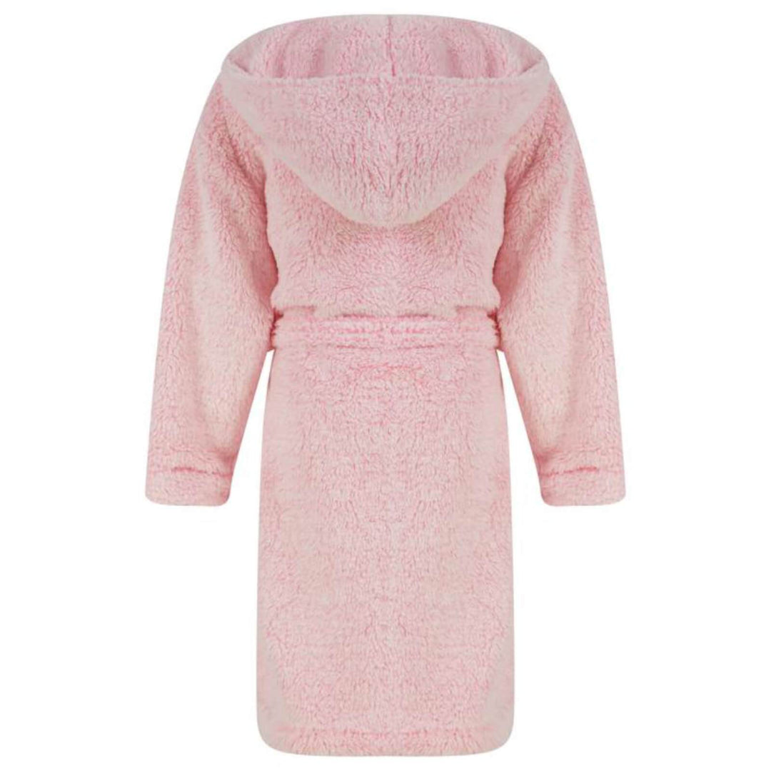 Girls Fleece Hooded Dressing Gown Tokyo Laundry Pink Ecru