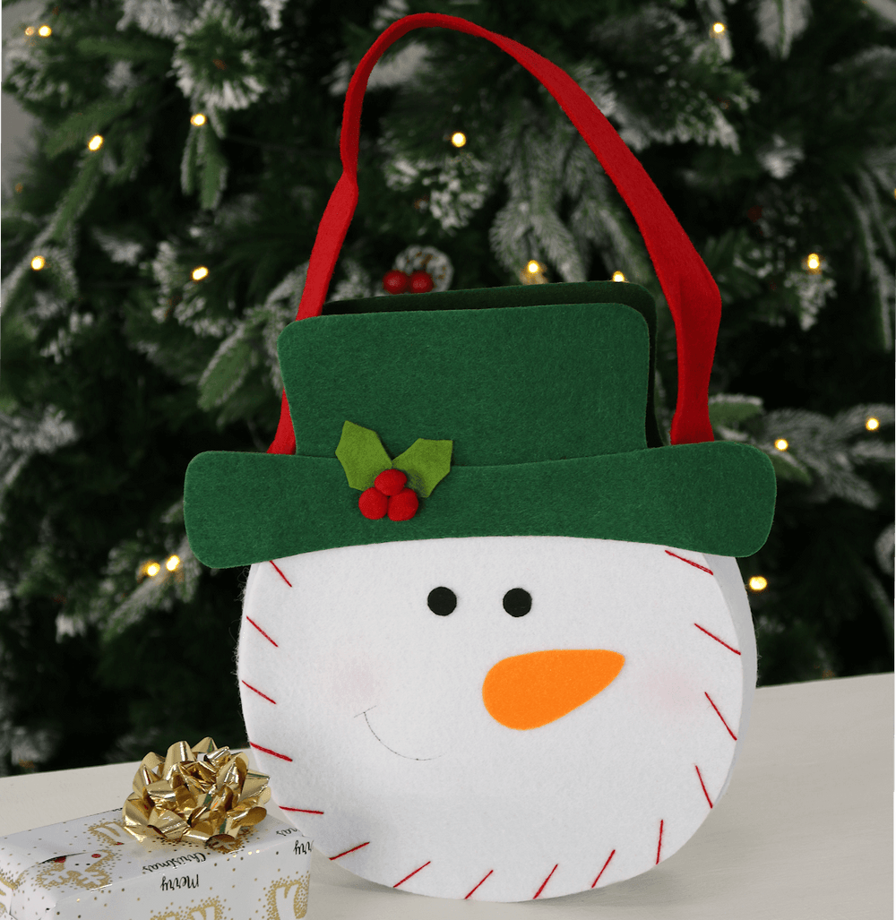 Christmas Snowman Head Felt Gift Hand Bag Decoration