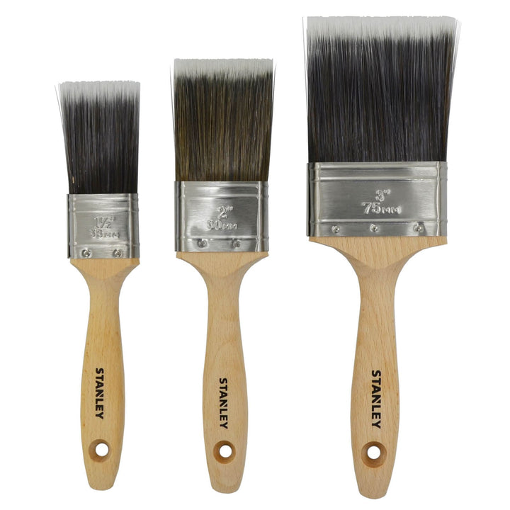 Stanley Max Finish Paint Brush Synthetic Bristles Wood Handle