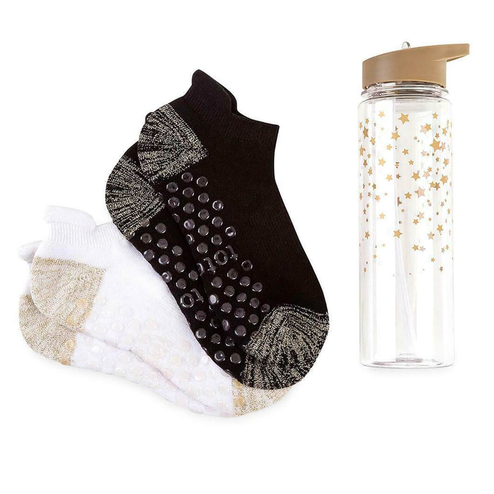 Totes Toasties Active Water Bottle & Yoga Socks Gift Set