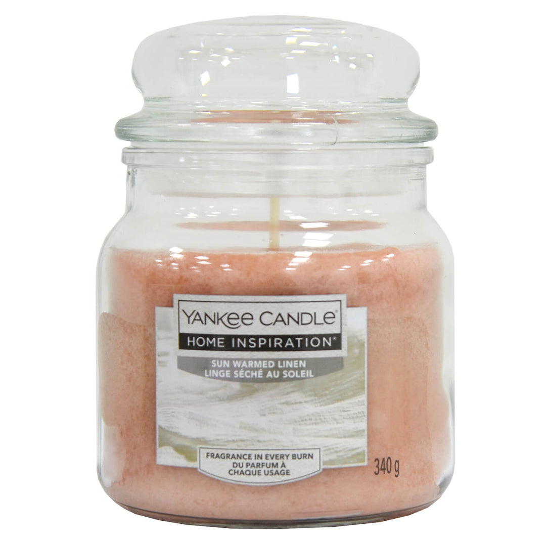 Yankee Candle Home Inspiration Medium Jar Scented 340g 60 Hours Sun Warmed Linen