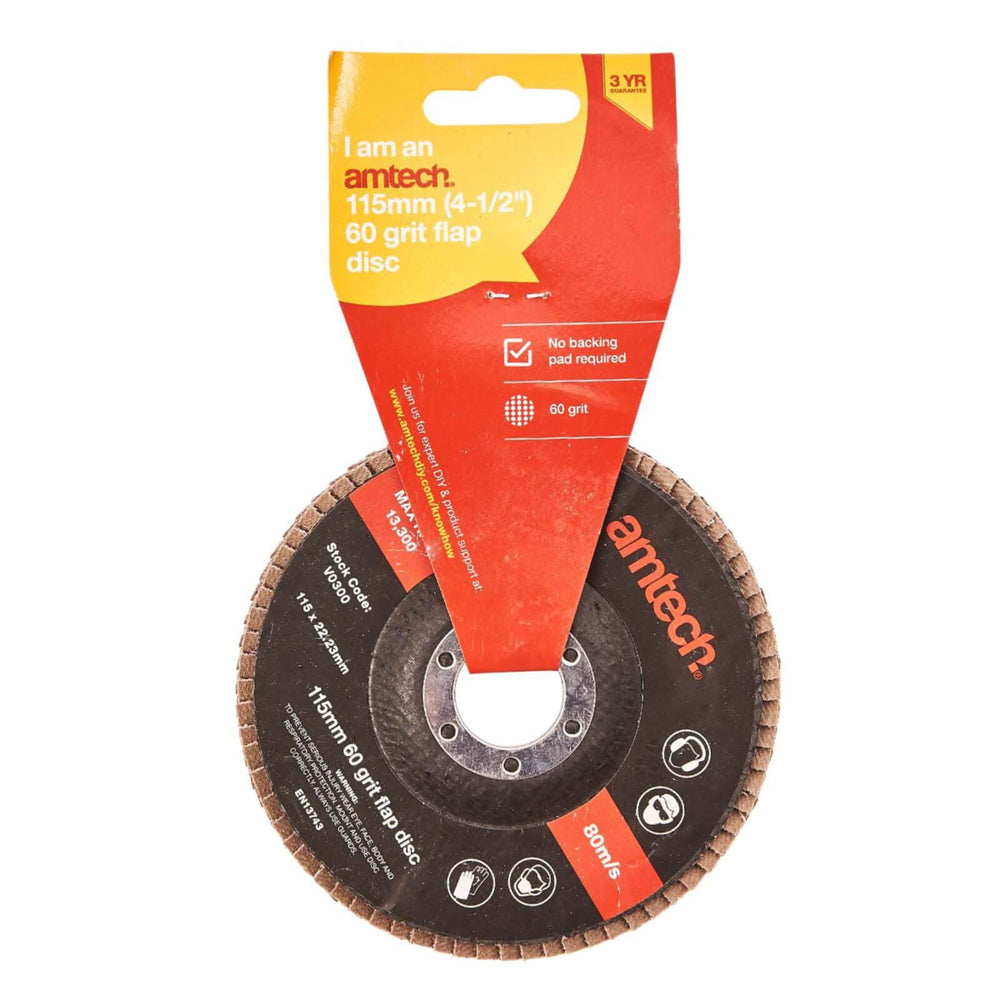 Amtech 115mm Flap Disc 60 Grit 80 Grit 60