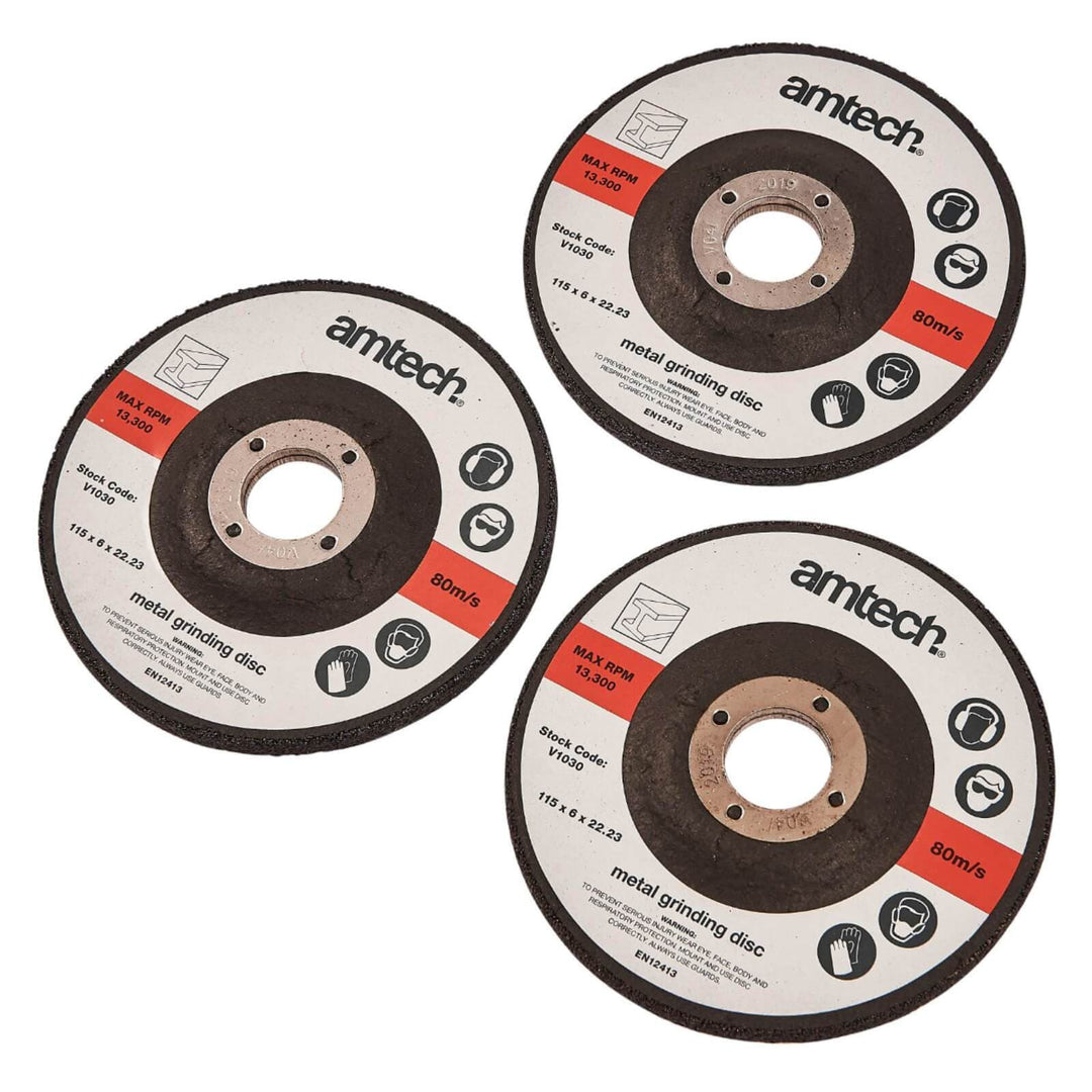 Amtech 3 Piece 115mm Metal Grinding Disc Set